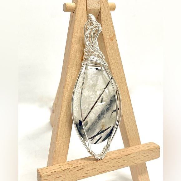 HANDMADE Statement Pendant Black Rutile Quartz Hand Wrapped,Jewelry Gift for Her - Picture 5 of 10